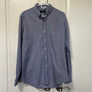 Polo Ralph Lauren Men’s Button Up Long Sleeve Shirt Large Plaid Blue Pink